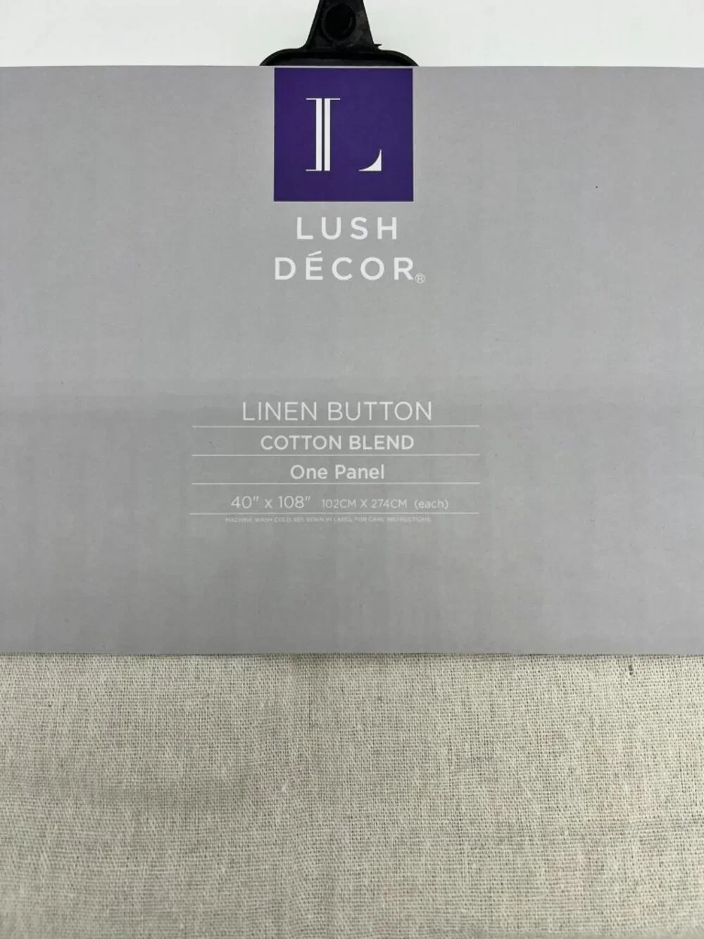 NWT Lush Décor Linen Button Cotton Blend Curtain Panel Navy White Colorblock